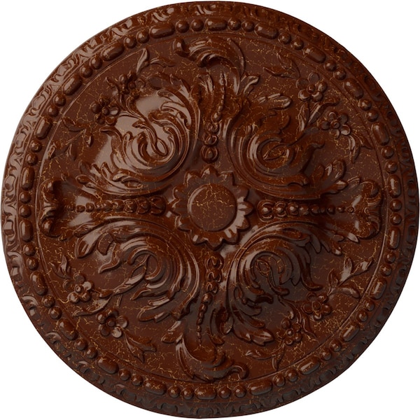Ekena Millwork Amelia Ceiling Medallion (Fits Canopies up to 2 3/8"), 19 5/8"OD x 3/4"P, Burnished Mahogany Crackle CM20AMBMC - main